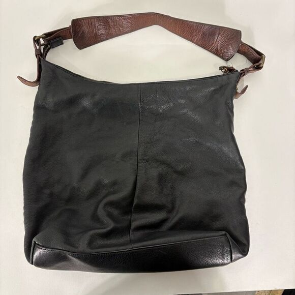 Cynthia Rowley Black Leather Large Hogo Purse with Brown Strap - Picture 7 of 14